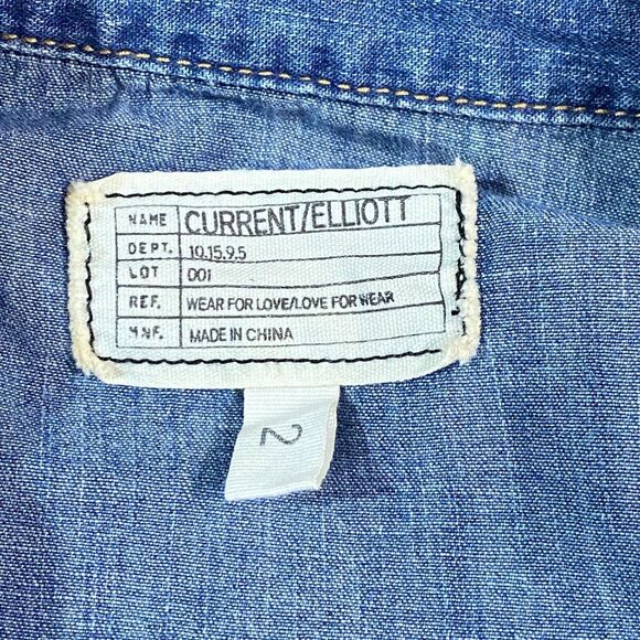 Current Elliott Denim Chambray Studded Collar Shirt Womens Size Size 2 Medium 6 - Picture 4 of 4